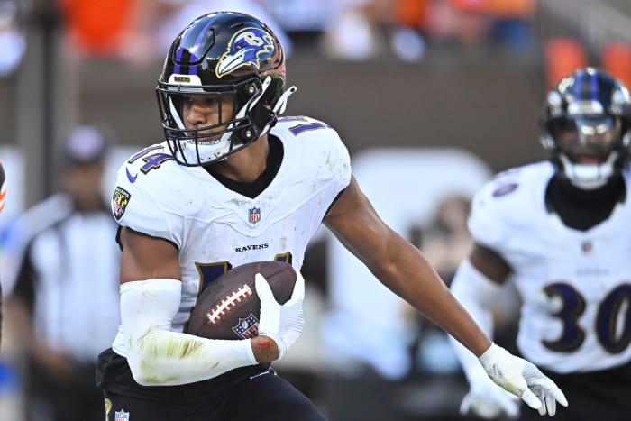 Baltimore Ravens safety Kyle Hamilton (14) is proving to be a Pro Bowl-caliber player in his second year.
